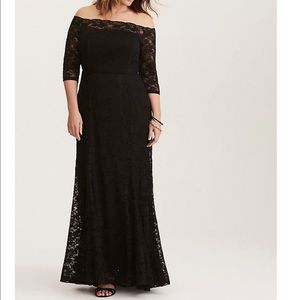SPECIAL OCCASION BLACK LACE OFF SHOULDER GOWN